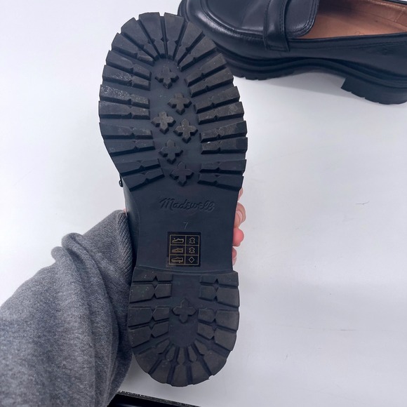 Madewell Bradley Lugsole Loafers Black Leather Chunky Penny Shoes 7 Y2K - Picture 7 of 8